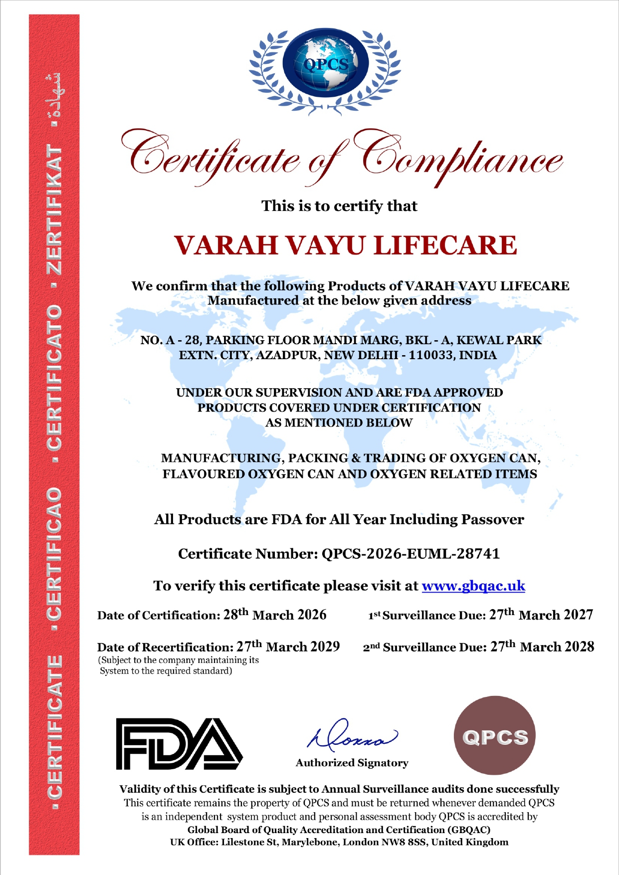 Good Manufacturing Practice Certificate
